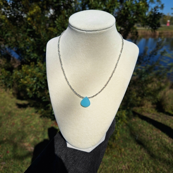 Blue Chalcedony, Czech Glass Necklace ~ Artisan Jewelry - Picture 6 of 8